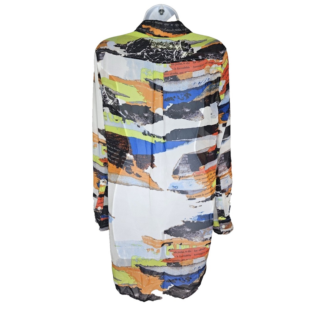 Two by Vince Camuto Shirt‎ XS Blue Abstract Print Button Front Long Sleeve - Picture 2 of 9